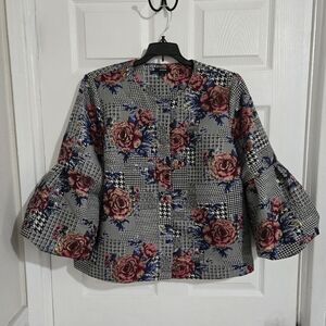 Alfani Floral Jacquard Statement Jacket Size Large Checkered